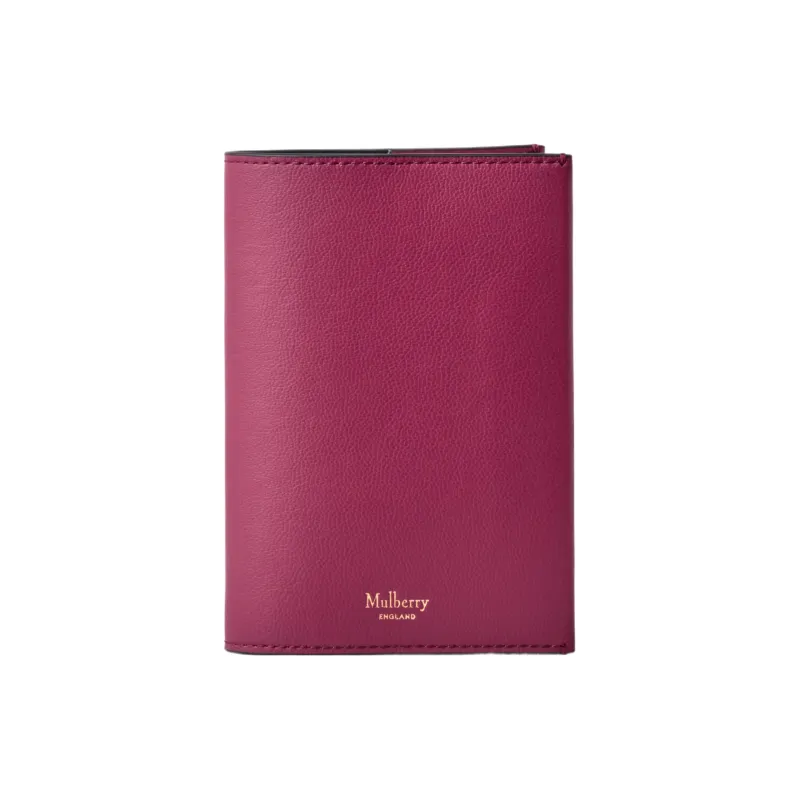 Mulberry Fine Grain Calfskin Passport Holder Extra Mini Unisex Wild Berry-0