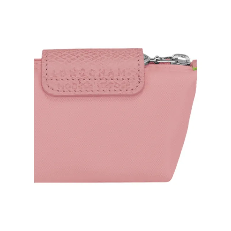 LONGCHAMP Le Pliage Green Cow Leather Trim Clutch Coin Purse Women's Pink-3