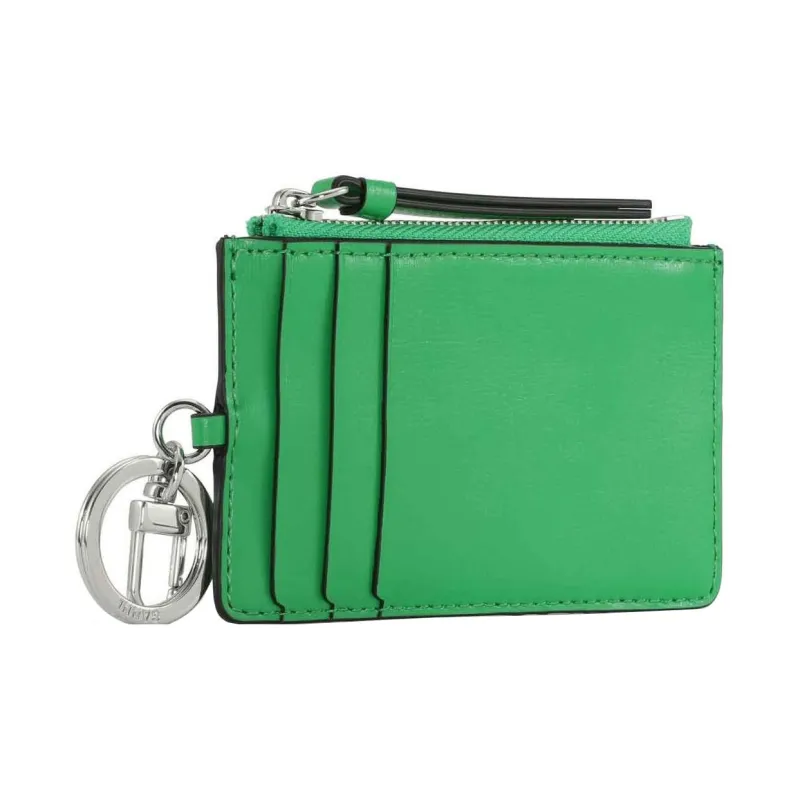 GANNI Smooth Matte Leather Wallets Coin Purses Women's Green-1