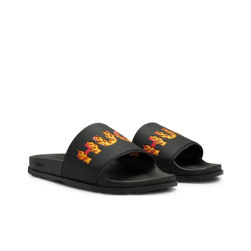 HUGO Logo print Open toe Slides-2