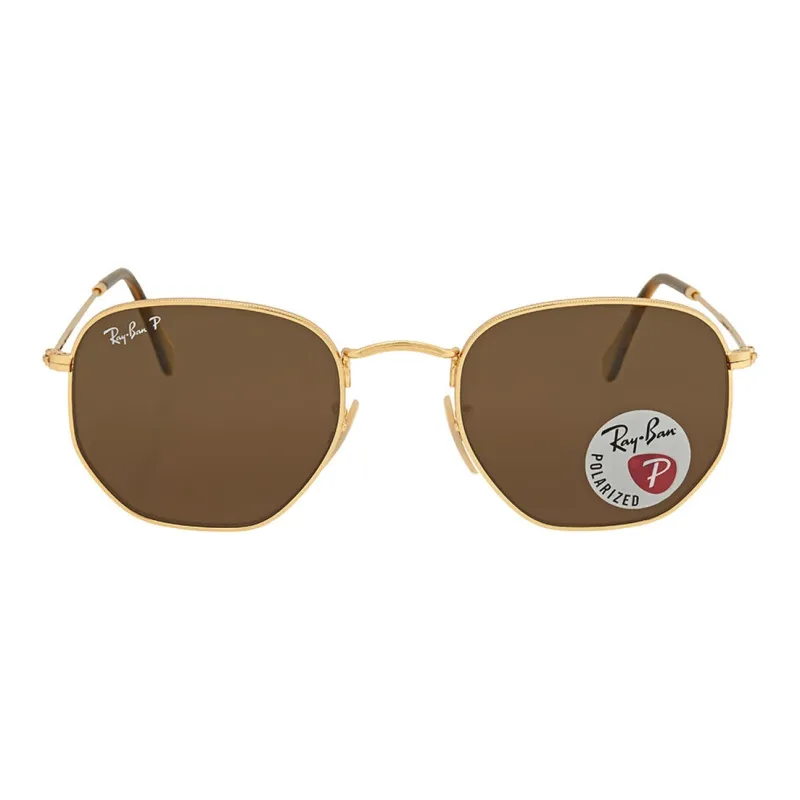 RayBan Metal Irregular Shape Sunglasses Unisex Gold-1
