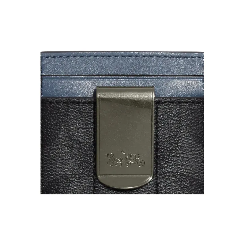 COACH 3 IN 1 Wallet Canvas With Calfskin ID Holder Card Sleeve Card Clip Card Holder Mini Men's Charcoal-3