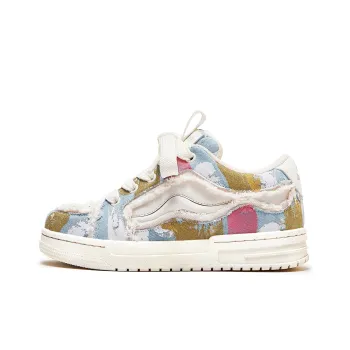 IMARSE Skateboard Shoes Unisex Low-Top White/Pink/Olive Green