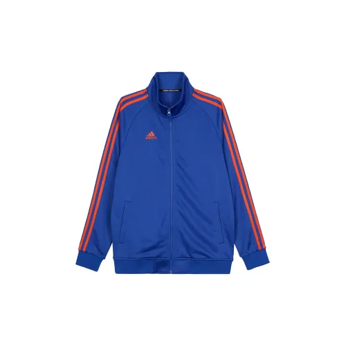 Adidas Jackets Unisex Blue Base With Orange Stripes