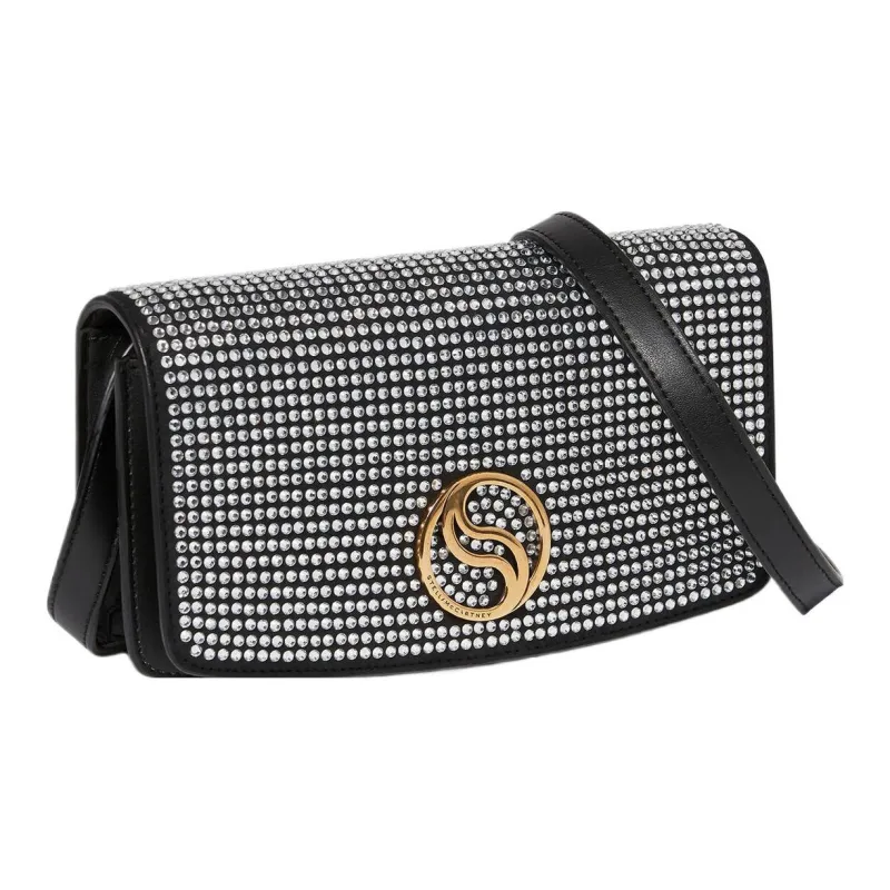 Stella McCartney S-Wave Smooth Alter Mat Vegan Material Shoulder Bag Crossbody Bag Wallet Women's Black-1