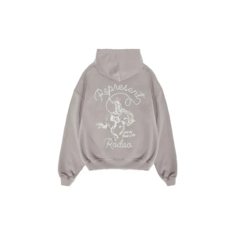 REPRESENT Chain Stitch Rodeo Hoodie Sweatshirt Men's Gray-1