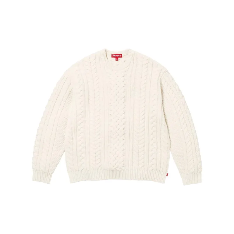 Supreme Appliqué Cable Knit Sweater Ivory M - POIZON