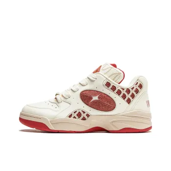 LiNing Shooting Star Slip Resistant Low Top Casual Shoes Unisex Beige Red