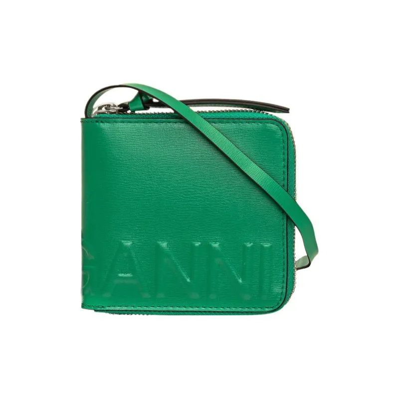 GANNI Recycled Leather Wallet Women's Green-0