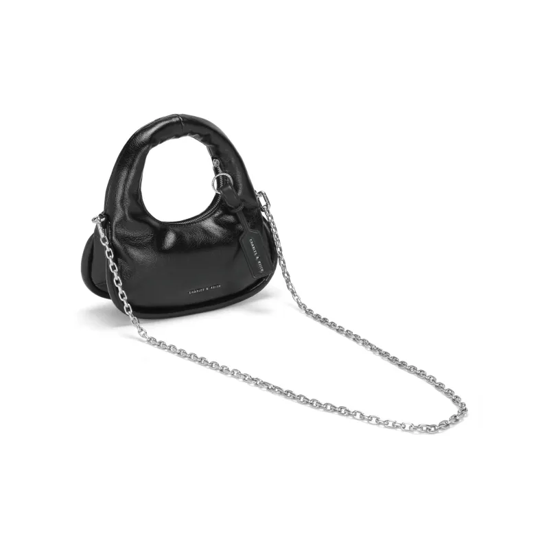 CHARLES&KEITH PU One Shoulder Handbag Small Size Women's Noir Black-2