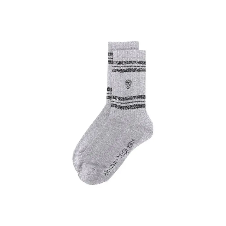 Alexander McQueen Mid Calf Socks Unisex Gray-0