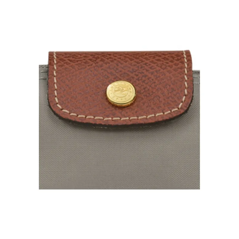 LONGCHAMP Le Pliage Cow Leather Trim Coin Purse Women's Gray-4