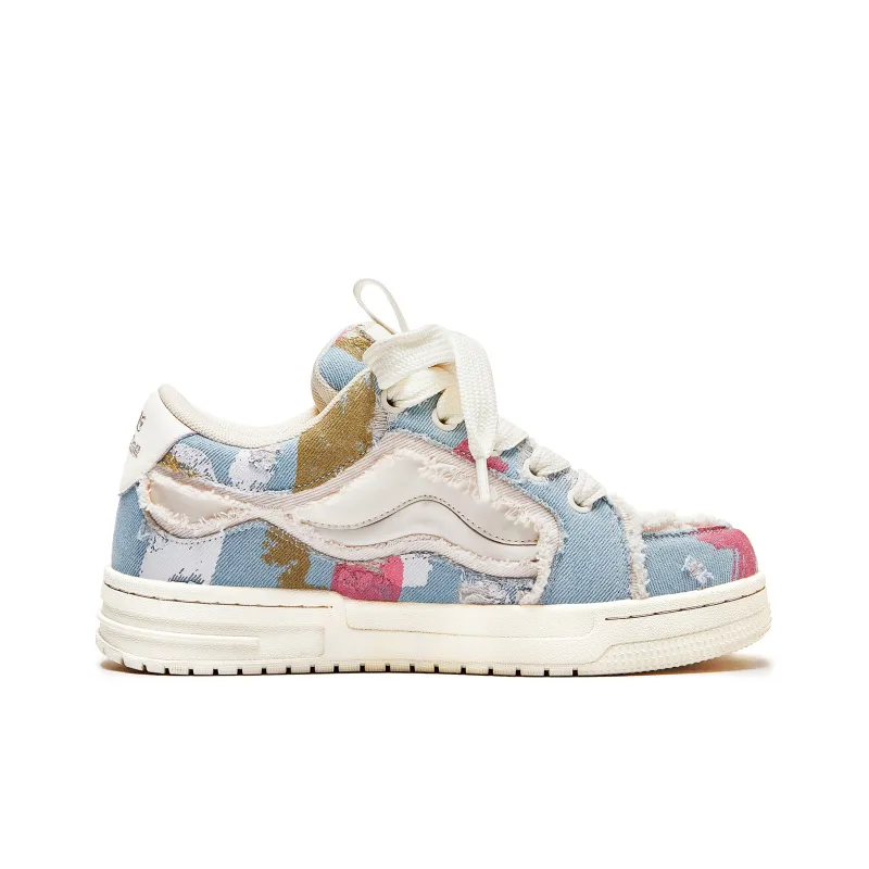 IMARSE Skateboard Shoes Unisex Low Top White/Pink/Olive Green-1