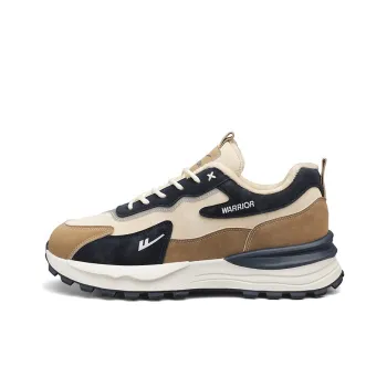 Warrior Anti Slip And Wear Resistant Height Increasing Warm Mid Top Chunky Sneakers Men's Beige Brown