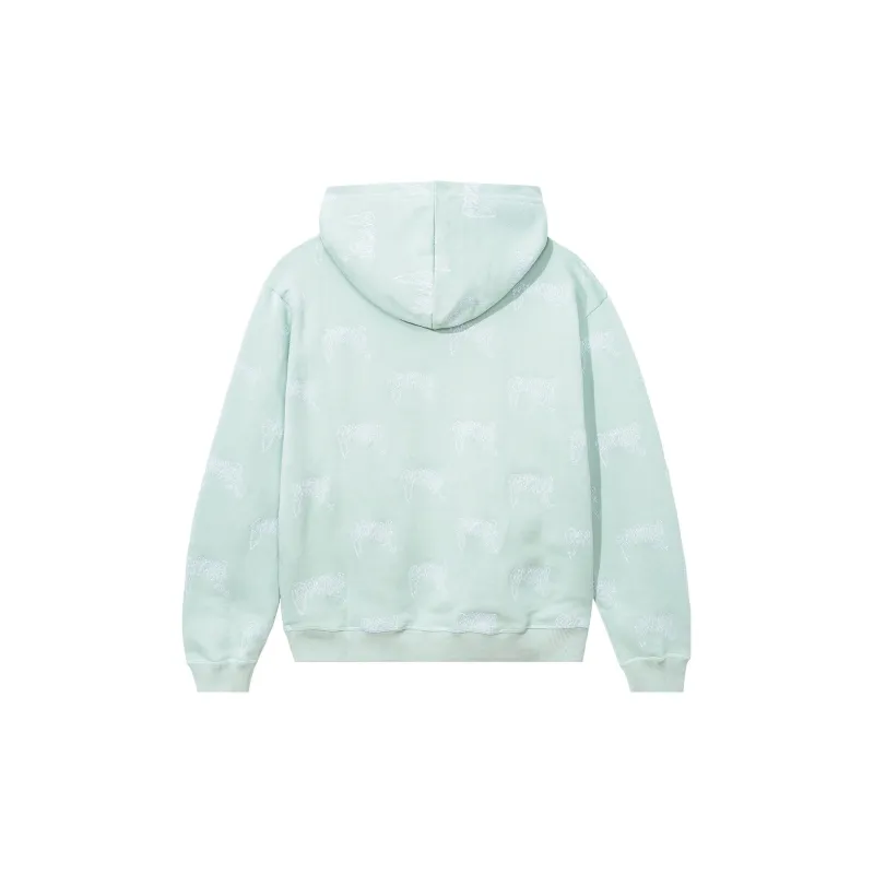 Revenge SEAFOAM ALLOVER EMBROIDERED LOGO HOODIE Sweatshirt Unisex Light Green-1