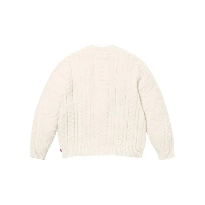 Supreme Appliqué Cable Knit Sweater Pink XL - POIZON