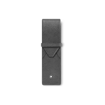 MONTBLANC Grain Cow Leather Pen Pouch Storage Bag Unisex Elegant Gray