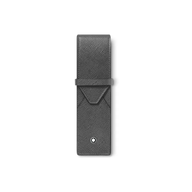 MONTBLANC Grain Cow Leather Pen Pouch Storage Bag Unisex Elegant Gray-0