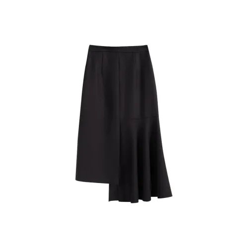 Yiner Casual Long Skirts Women's Navy Blue