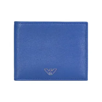 EMPORIO ARMANI Cow Leather Wallet Men's Blue