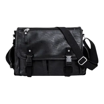 ALNI BITTON PU Messenger Bag, Shoulder Bag, Crossbody Bag Men's Black