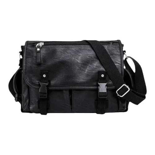 ALNI BITTON PU Messenger Bag, Shoulder Bag, Crossbody Bag Men's Black