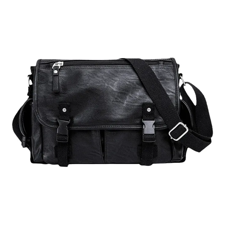ALNI BITTON PU Messenger Bag, Shoulder Bag, Crossbody Bag Men's Black-0