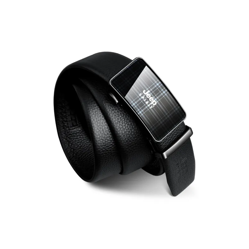 JEEP SPIRIT Alloy Buckle Cow Leather Leather Belts Men's Black-2