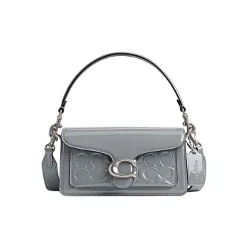 COACH Tabby Cow Leather Handbags Shoulder Bags Small Size Women's Gray Blue