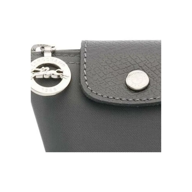 LONGCHAMP Le Pliage Green Canvas With Leather Trim Dumpling Bag Canvas Bag Coin Purse Women's Gray-4