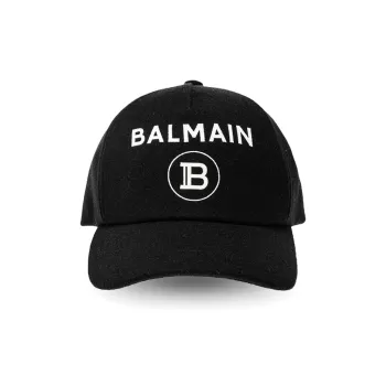 BALMAIN Wool Polyamide Polyester Cotton Baseball Caps Men's Black