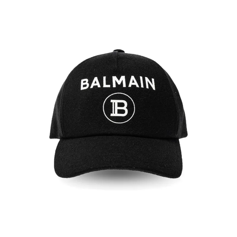 BALMAIN Wool Polyamide Polyester Cotton Baseball Caps Men's Black-0