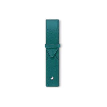 MONTBLANC Grained Cow Leather Pen Pouch Storage Bag Unisex Turquoise Blue
