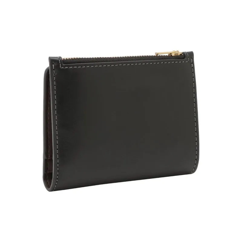 COACH Cow Leather Coin Purse Card Holder, Wallet Mini Women's Black-1