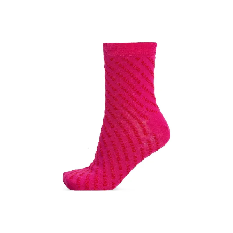 Balenciaga Logo Socks 'Magenta/Red'-0