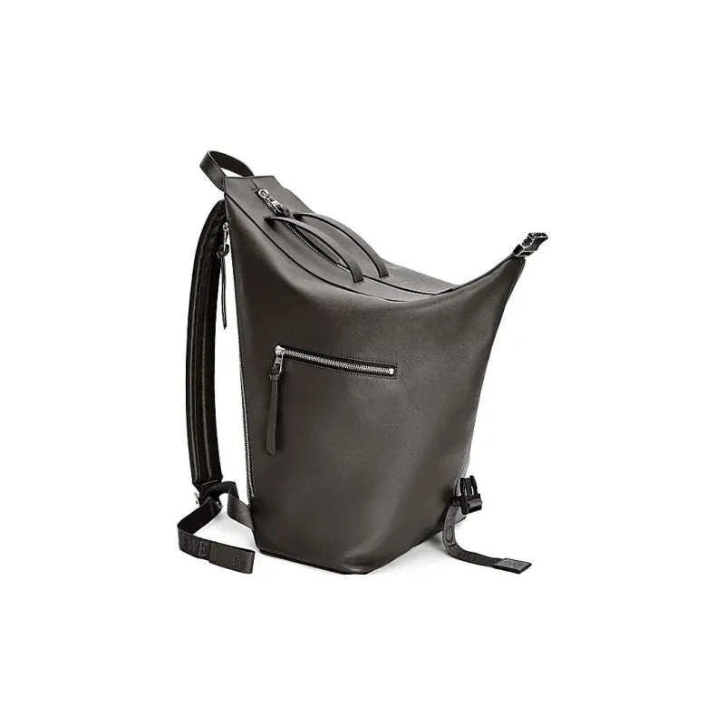 LOEWE Cow Leather With Textile Backpack Men's Dark Gray-2
