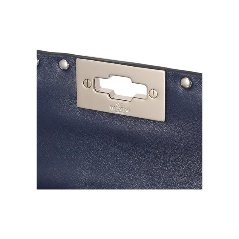 Valentino Valentino Luggage Collection Cow Leather Handbag Crossbody Bag Shoulder Bag Women's Blue-5