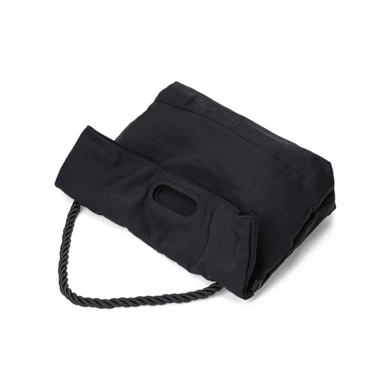 RUIGOR Fabric Tote Bag Shopping Bag Shoulder Bag Crossbody Bag Large Size Unisex Black-3