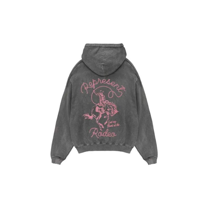 REPRESENT Chain Stitch Rodeo Hoodie Sweatshirt Men's Vintage Gray-1