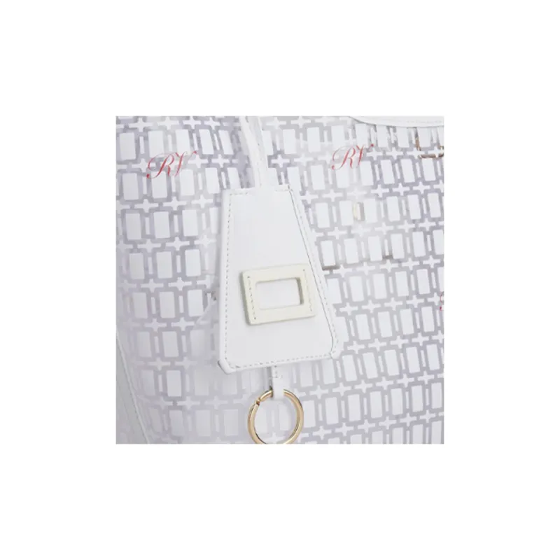 Roger Vivier Leather Tote Bag Shopping Bag Handbag Shoulder Bag Medium Size Women's White-3