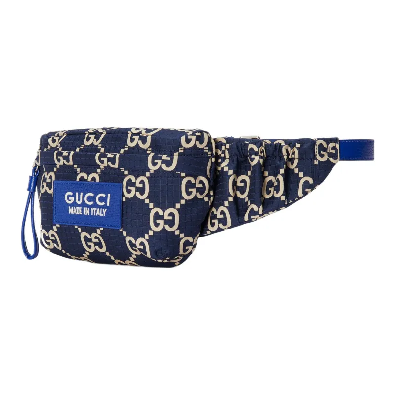 GUCCI Recycled Polyester Fanny Pack Tubas Men's Dark Blue & Beige-1