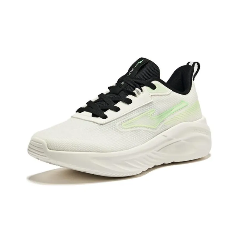 Erke Cushioning Low Top Running Shoes Men's White Green Black-1