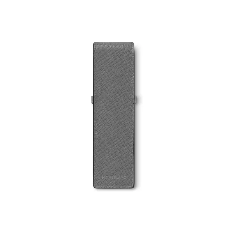 MONTBLANC Grain Cow Leather Pen Pouch Storage Bag Unisex Elegant Gray-1