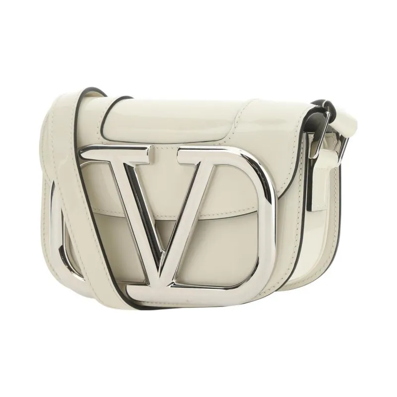 Valentino Patent Leather Shoulder Bag Crossbody Bag Small Size Women's White-1