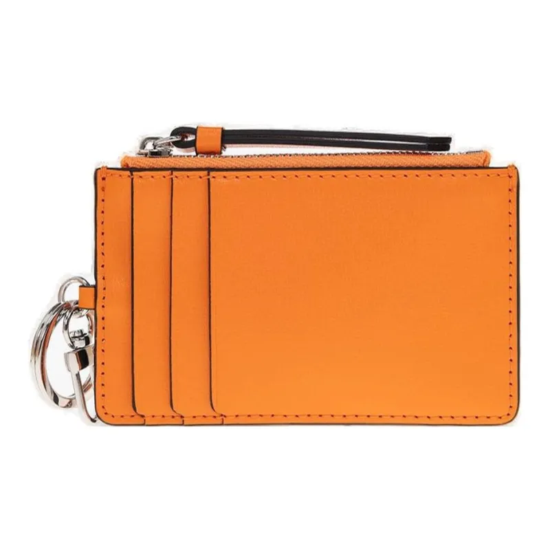 GANNI Smooth Matte Leather Wallet, Coin Purse, Card Holder Women's Orange-2