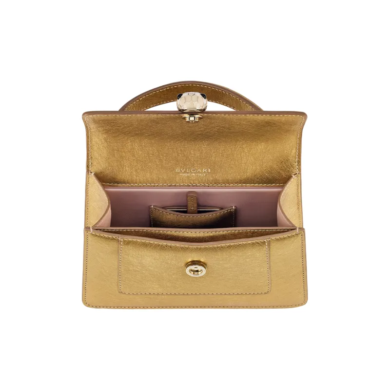 BVLGARI Calfskin Shoulder Bag Crossbody Bag Handbag Mini Women's Gold-3