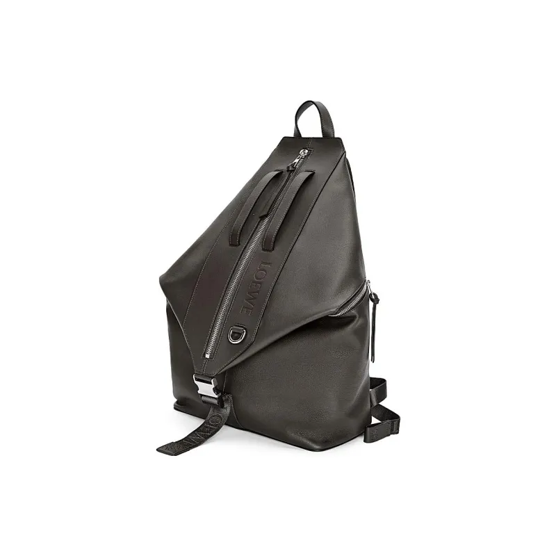 LOEWE Cow Leather With Textile Backpack Men's Dark Gray-1