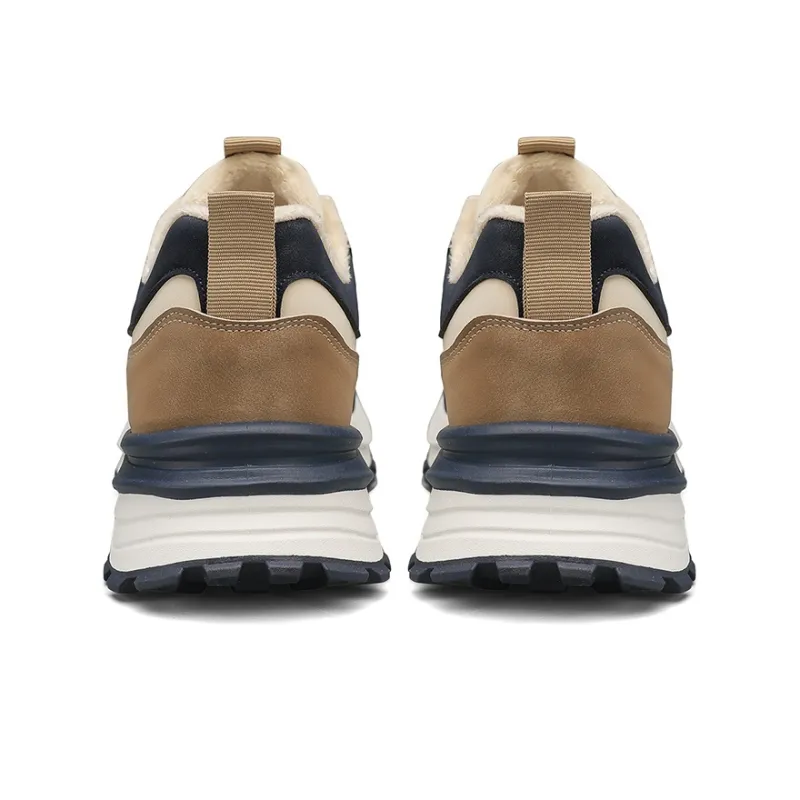 Warrior Slip Resistant, Abrasion Resistant, Height Adjustable, Thermal Mid Top Chunky Sneakers Men's Beige Brown-3