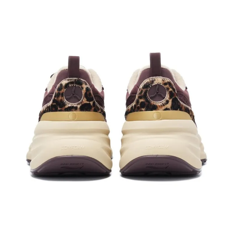 LI NING 1990 Clouds Slip Resistant Cushioning Rebound Low Top Running Shoes Women's Deep Purplish Red-3