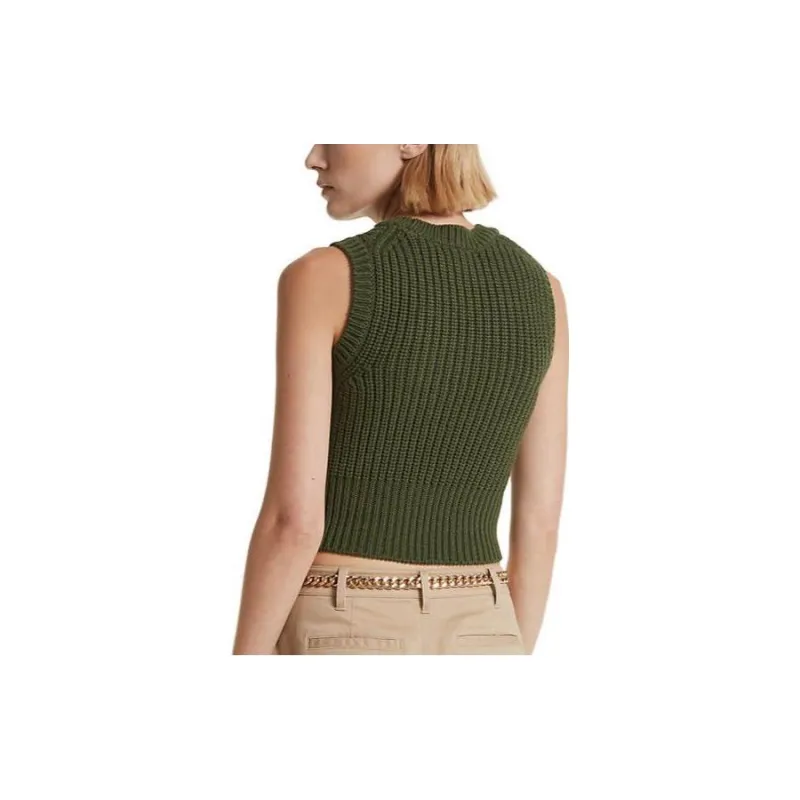 MICHAEL KORS Sleeveless Merino Wool Blend Top Knitwear Women's Green-1